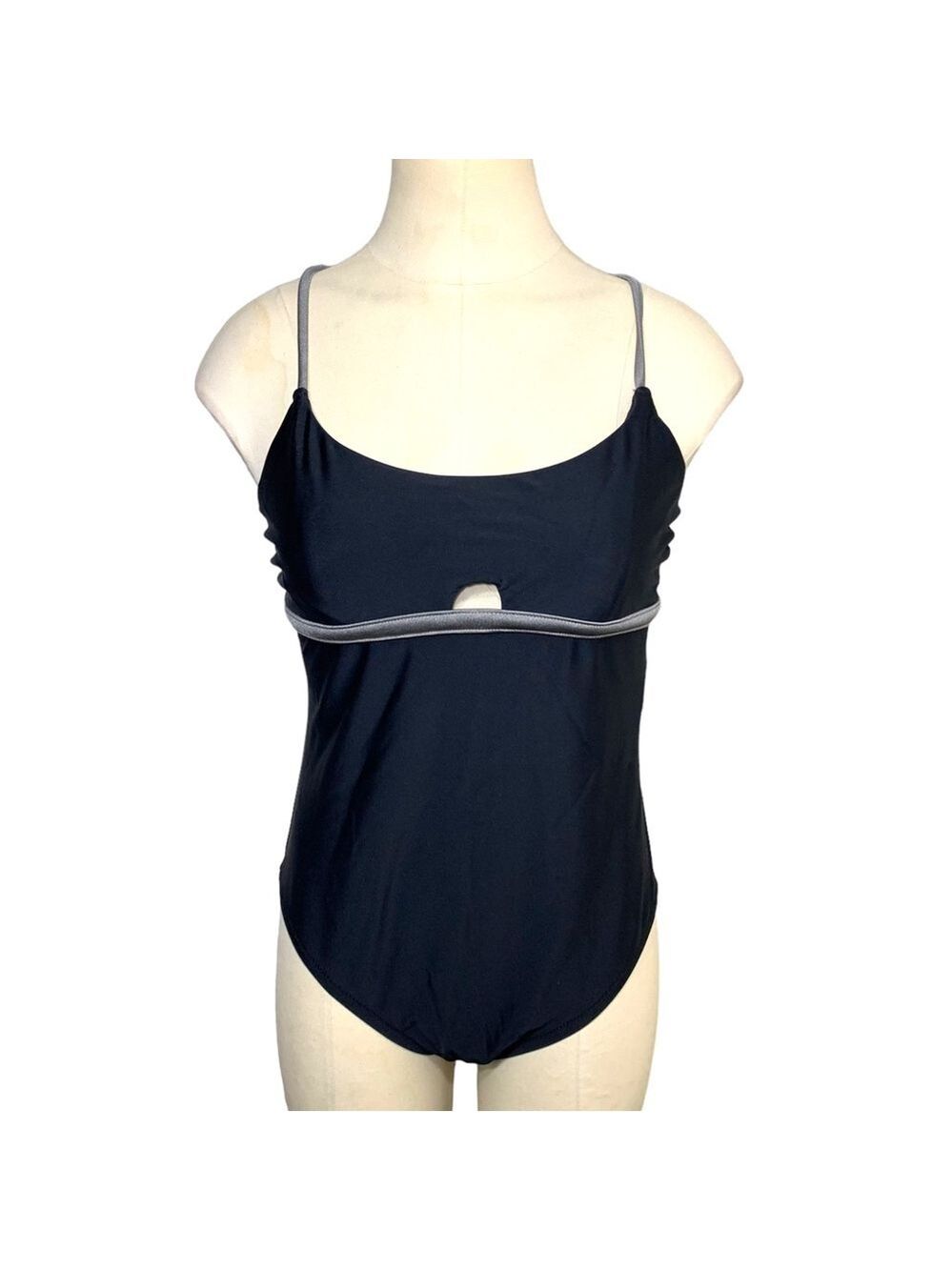 Speedo Cut out Swimsuit One Piece Sz L Black Racer back Lace Sports Beach Pool